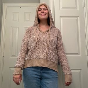 Fuzzy taupe brown hoodie